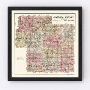 Vintage Map of Carroll County, Indiana 1898