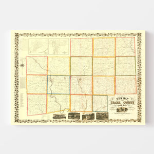 Vintage Map of Stark County, Ohio 1850