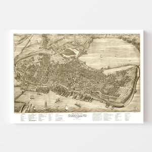 Vintage Map of Portland, Maine 1876