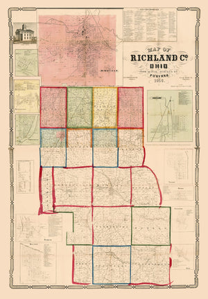 Vintage Map of Richland County, Ohio 1856