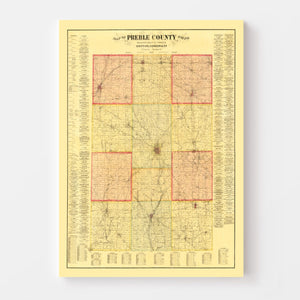 Vintage Map of Preble County, Ohio 1887