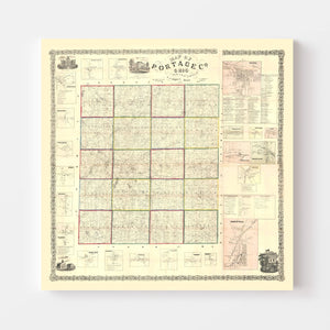 Vintage Map of Portage County, Ohio 1857