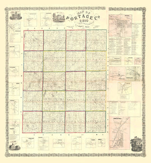 Vintage Map of Portage County, Ohio 1857