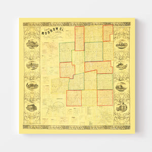 Vintage Map of Morrow County, Ohio 1857