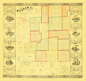 Vintage Map of Morrow County, Ohio 1857