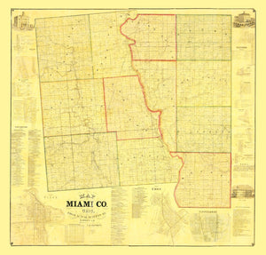 Vintage Map of Miami County, Ohio 1858