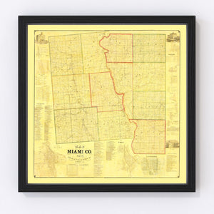 Vintage Map of Miami County, Ohio 1858