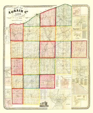 Vintage Map of Lorain County, Ohio 1857