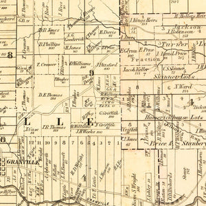 Vintage Map of Licking County, Ohio 1854