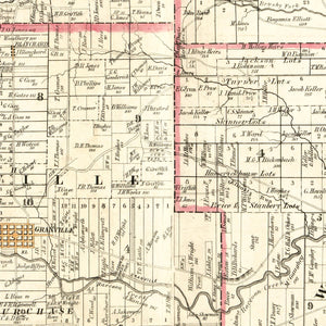Vintage Map of Licking County, Ohio 1854