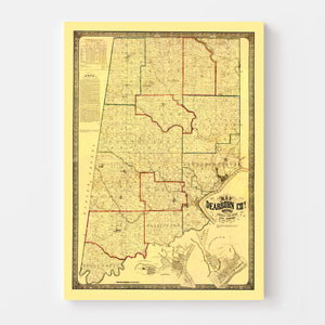 Vintage Map of Dearborn County, Indiana 1860