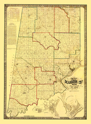Vintage Map of Dearborn County, Indiana 1860