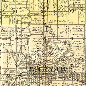 Vintage Map of Kosciusko County, Indiana 1909