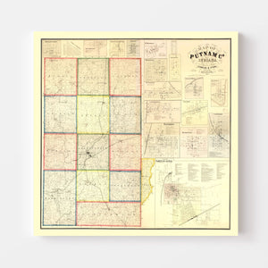 Vintage Map of Putnam County, Indiana 1864