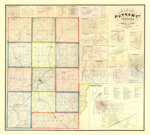 Vintage Map of Putnam County, Indiana 1864