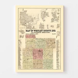 Vintage Map of Whitley County, Indiana 1902