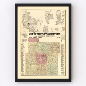 Vintage Map of Whitley County, Indiana 1902