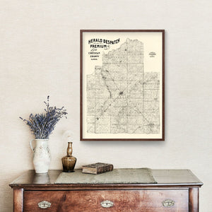 Vintage Map of Christian County, Illinois 1893