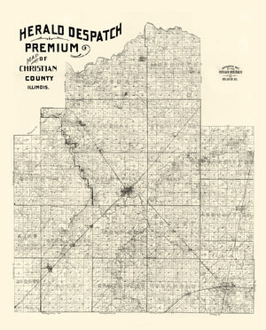 Vintage Map of Christian County, Illinois 1893