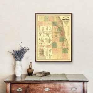 Vintage Map of Cook County, Illinois 1886