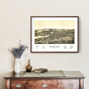 Vintage Map of Sanford, Maine 1889