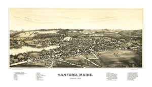Vintage Map of Sanford, Maine 1889