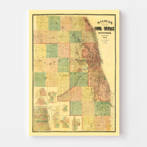 Vintage Map of Dupage County, Illinois 1890