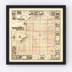 Vintage Map of Hancock County, Illinois 1859