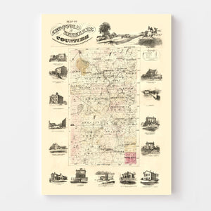 Vintage Map of Iroquois County, Illinois 1860