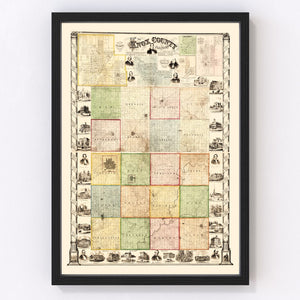 Vintage Map of Knox County, Illinois 1861
