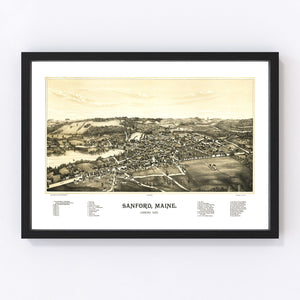 Vintage Map of Sanford, Maine 1889