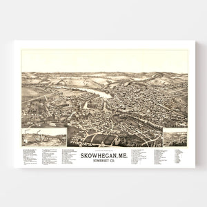 Vintage Map of Skowhegan, Maine 1892