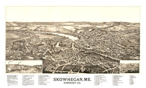 Vintage Map of Skowhegan, Maine 1892