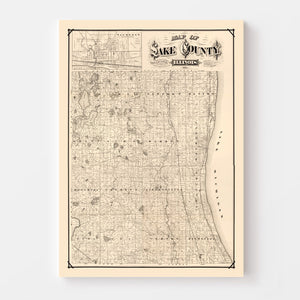 Vintage Map of Lake County, Illinois 1873