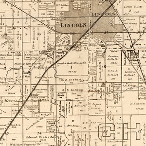 Vintage Map of Logan County, Illinois 1893