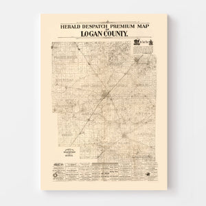 Vintage Map of Logan County, Illinois 1893