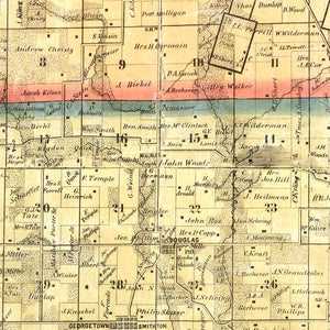 Vintage Map of Saint Clair County, Illinois 1863