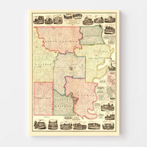 Vintage Map of White County, Illinois 1871