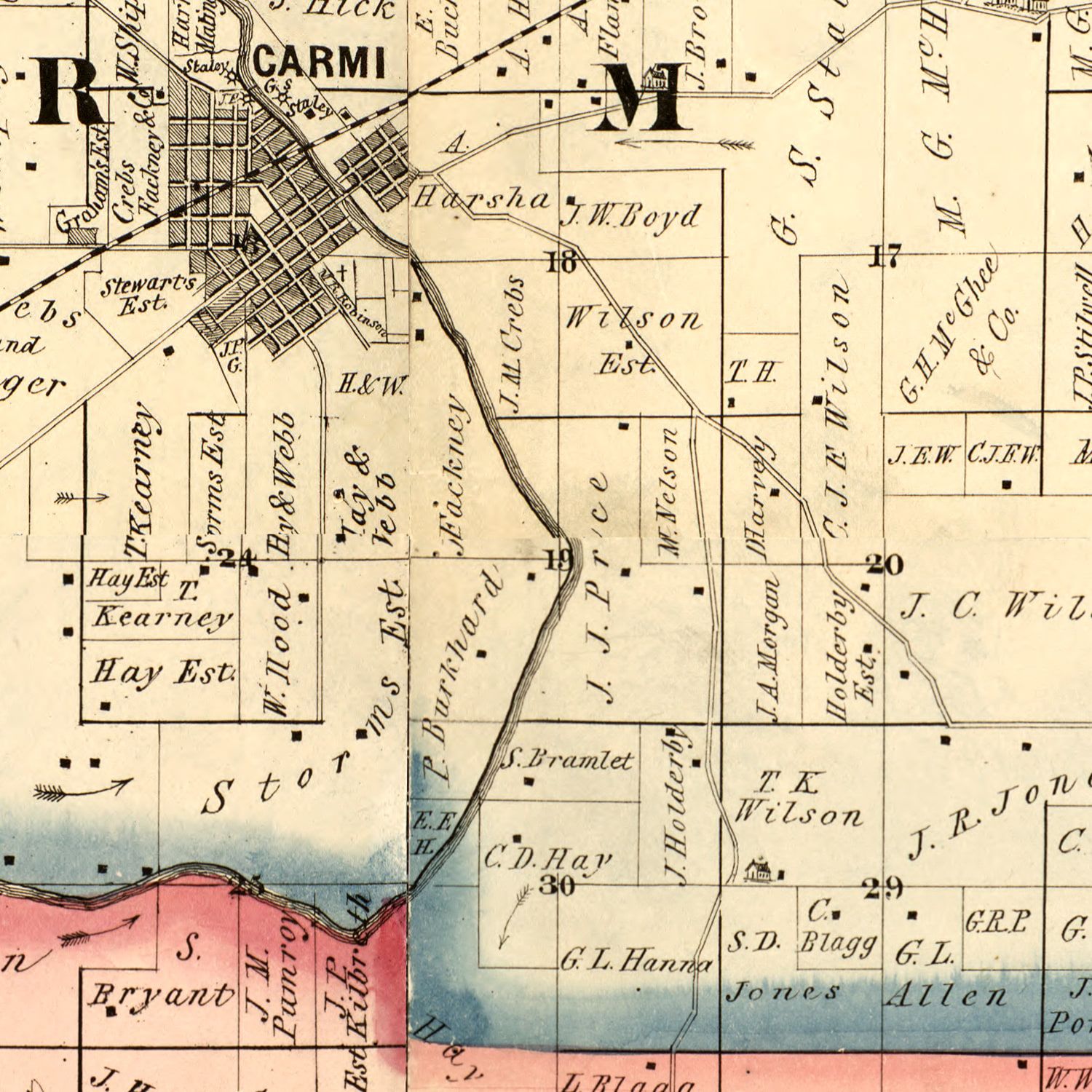 Vintage Map of White County, Illinois 1871