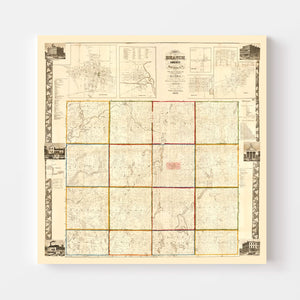 Vintage Map of Branch County, Michigan 1858