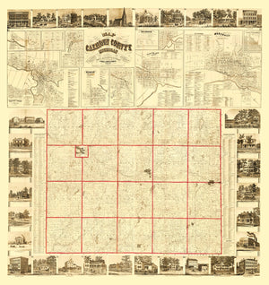 Vintage Map of Calhoun County, Michigan 1858