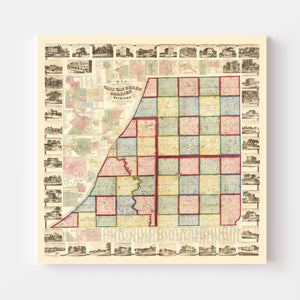 Vintage Map of Cass County, Michigan 1860