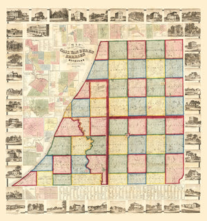 Vintage Map of Cass County, Michigan 1860