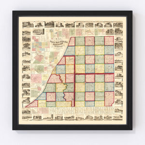 Vintage Map of Cass County, Michigan 1860