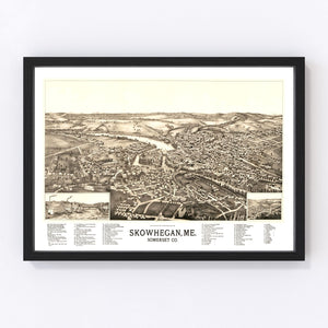 Vintage Map of Skowhegan, Maine 1892