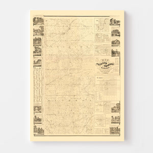 Vintage Map of Clinton County, Michigan 1864