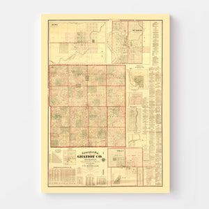 Vintage Map of Gratiot County, Michigan 1876