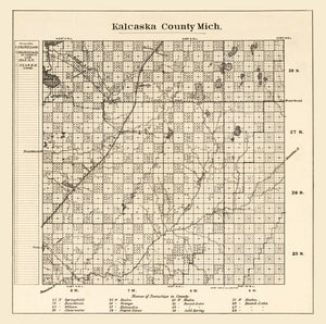 Vintage Map of Kalkaska County, Michigan 1878