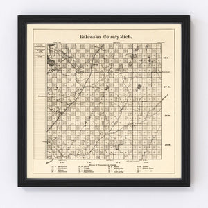 Vintage Map of Kalkaska County, Michigan 1878