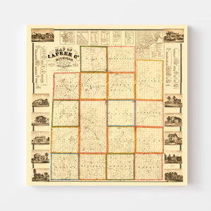 Vintage Map of Lapeer County, Michigan 1863